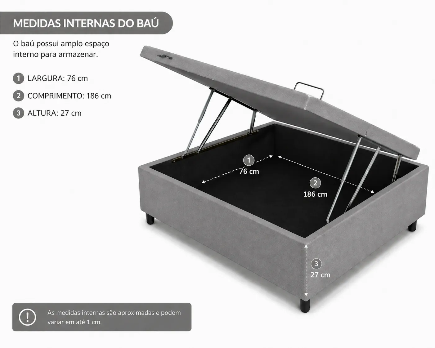 Cama Box Baú Solteiro 88cm foto 2