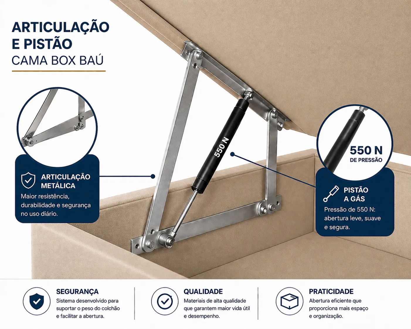 Cama Box Baú Solteiro King 96cm foto 3