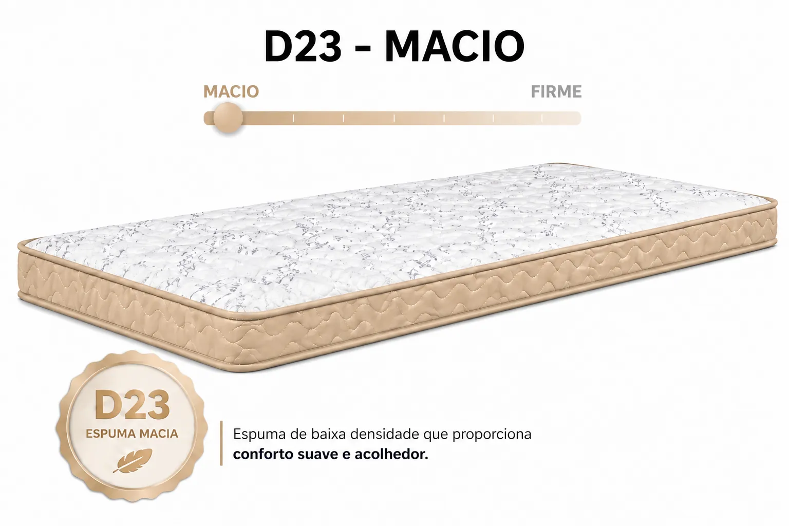 Colchão D23 AP Solteirinho 0,78 12cm - Bege foto 3