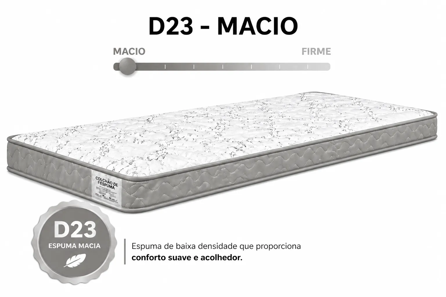 Colchão D23 AP Solteirinho 0,78 12cm - Cinza foto 3