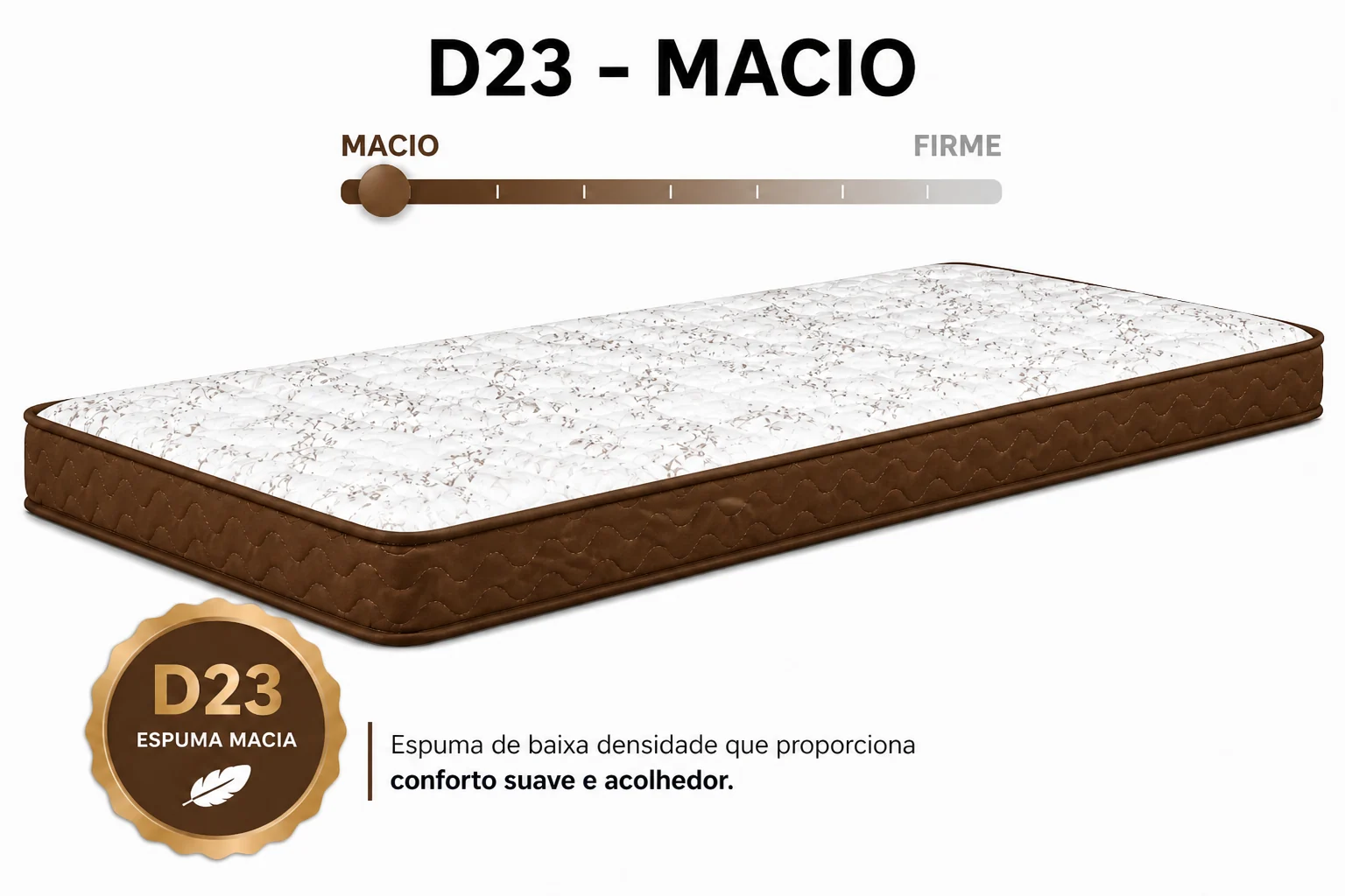 Colchão D23 AP Solteirinho 0,78 12cm - Marrom foto 3
