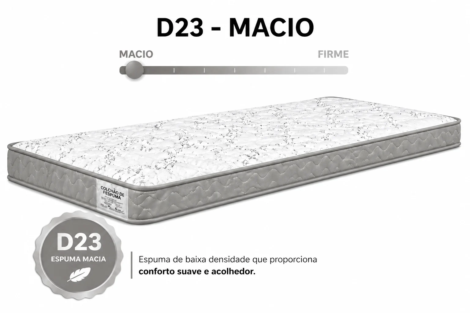 Colchão D23 AP Solteiro 0,88 12cm - Cinza foto 3