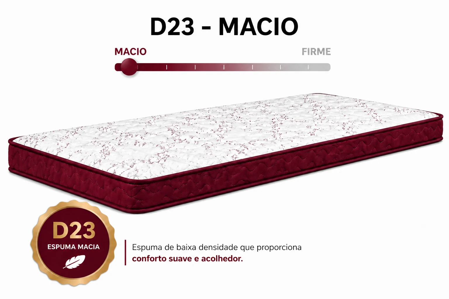 Colchão D23 AP Solteiro 0,88 12cm - Vinho foto 3