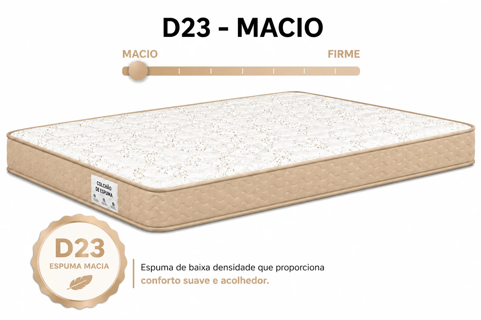 Colchão D23 AP Viúva 1,28 12cm - Bege foto 4