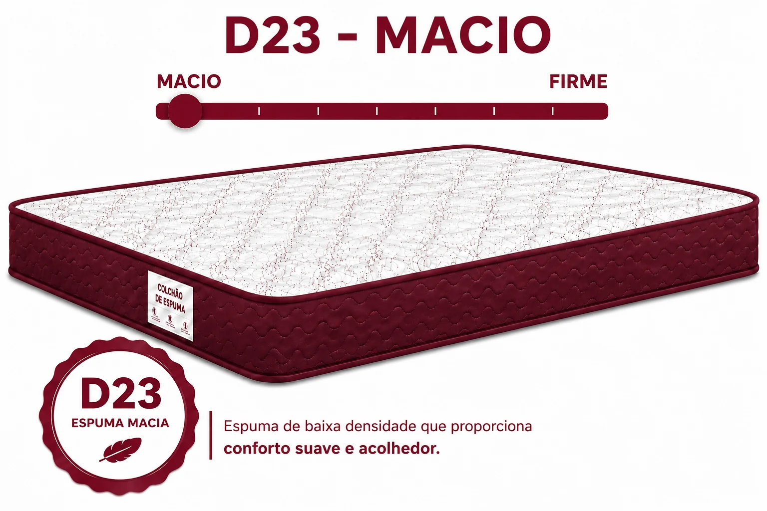 Colchão D23 AP Viúva 1,28 12cm - Vinho foto 4