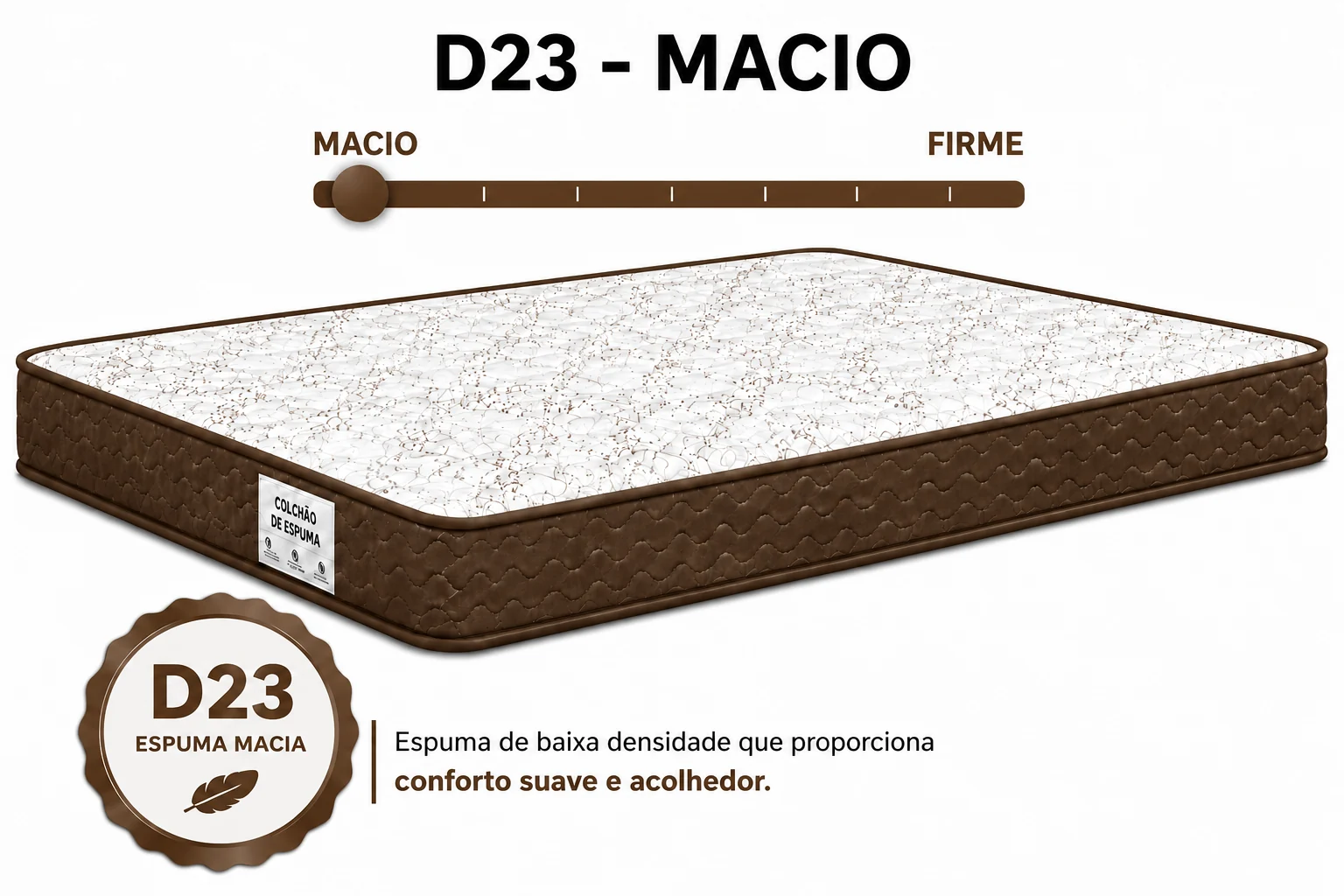 Colchão D23 AP Casal 1,38 12cm - Marrom foto 4