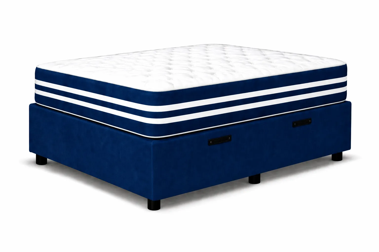 Kit Cama Box + Colchão Mola Ensacada Solteirinho 0,78m - Azul foto 2