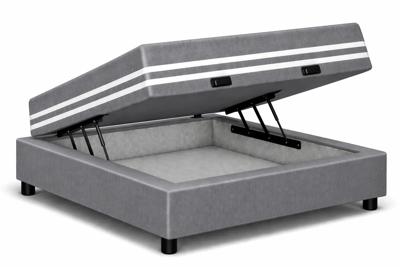 Kit Cama Box + Colchão Mola Ensacada Solteirinho 0,78m - Cinza