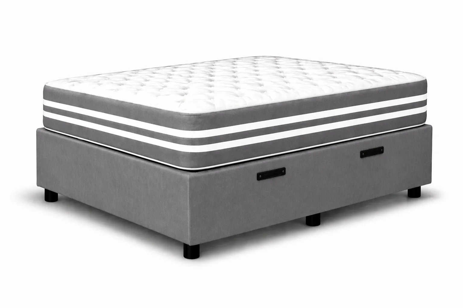 Kit Cama Box + Colchão Mola Ensacada Solteirinho 0,78m - Cinza foto 2