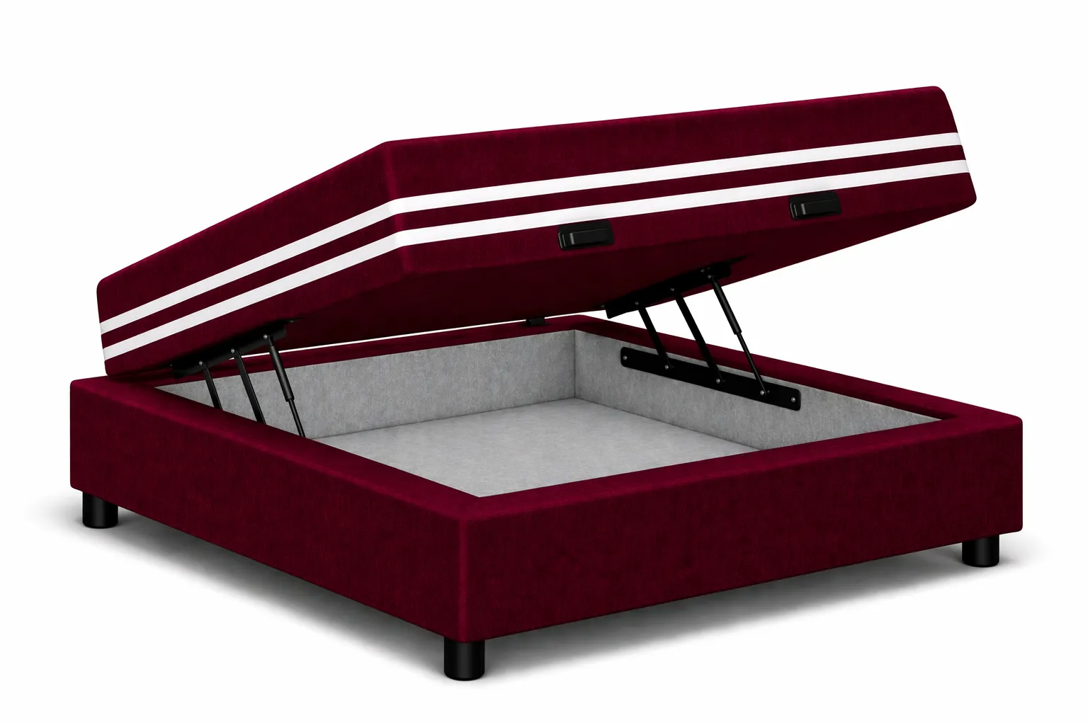 Kit Cama Box Baú + Colchão Mola Ensacada Solteirinho 0,78m - Vinho