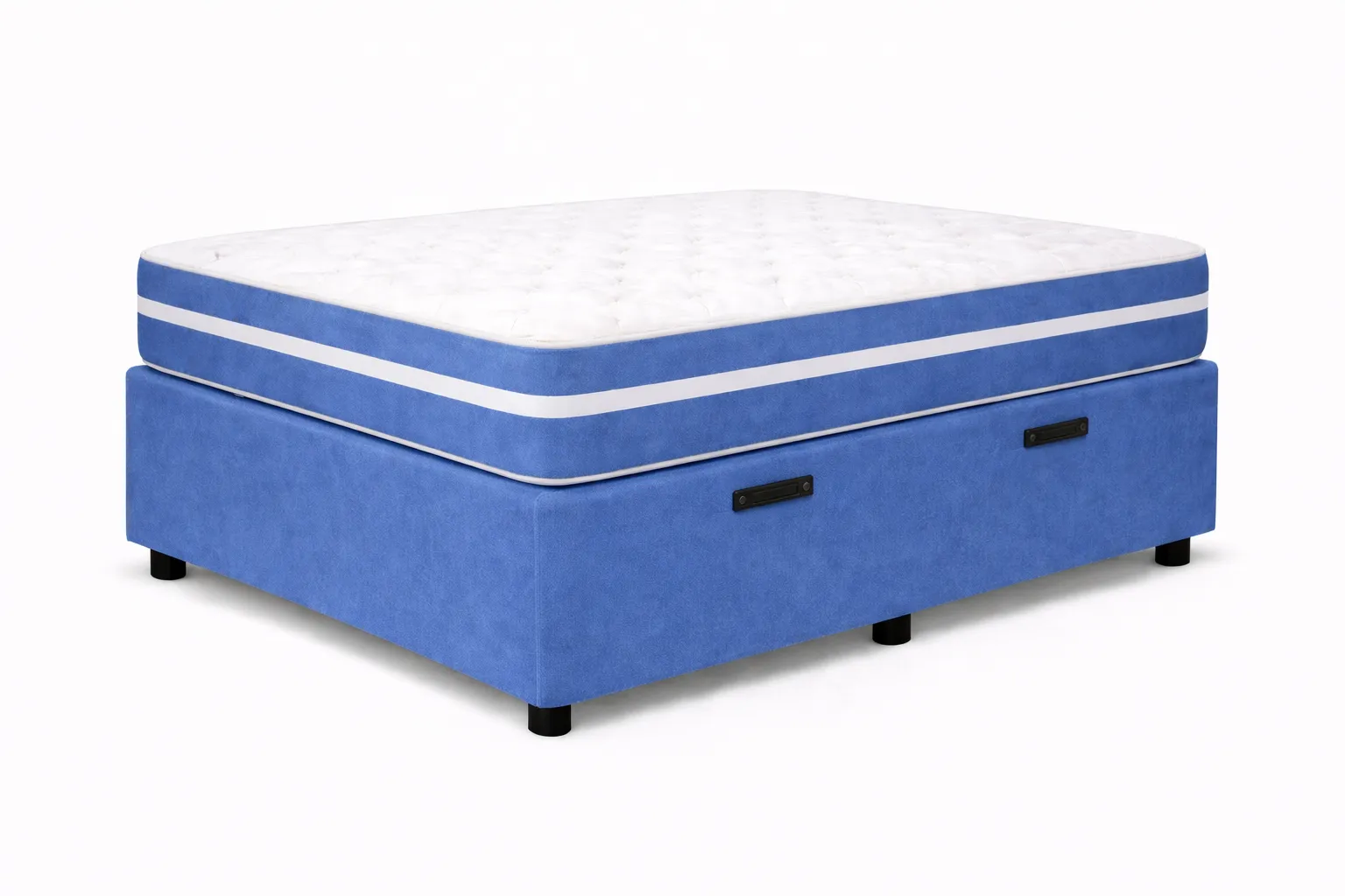 Kit Cama Box + Colchão Mola Bonnel Solteiro 0,88m - Azul foto 2