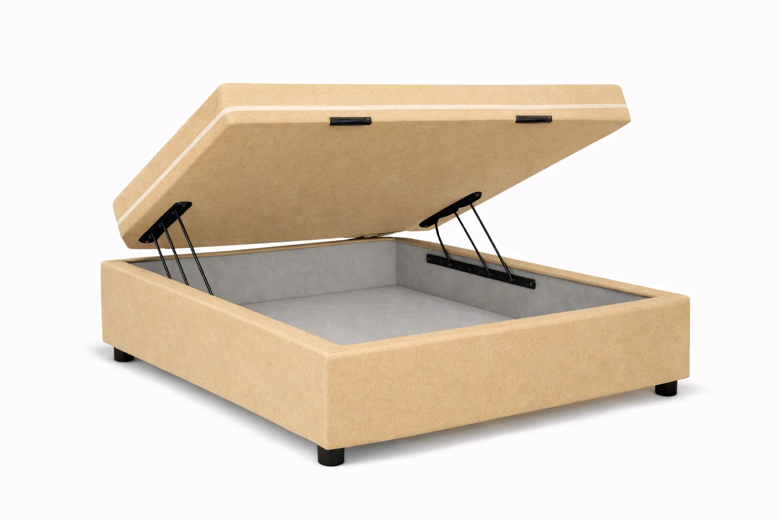 Kit Cama Box + Colchão Mola Bonnel Solteiro 0,88m - Bege