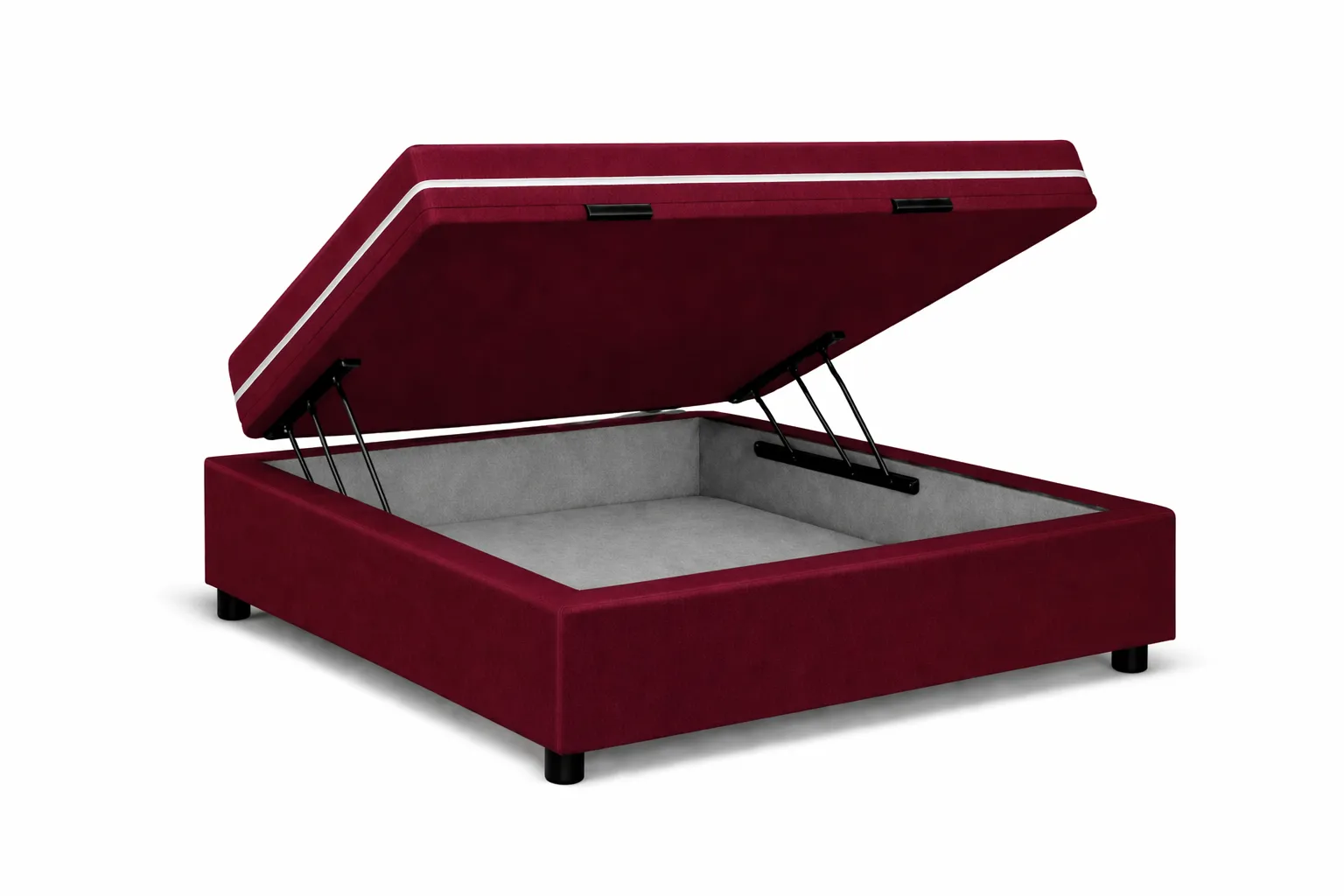 Kit Cama Box Baú + Colchão Mola Bonnel Solteiro 0,88m - Vinho