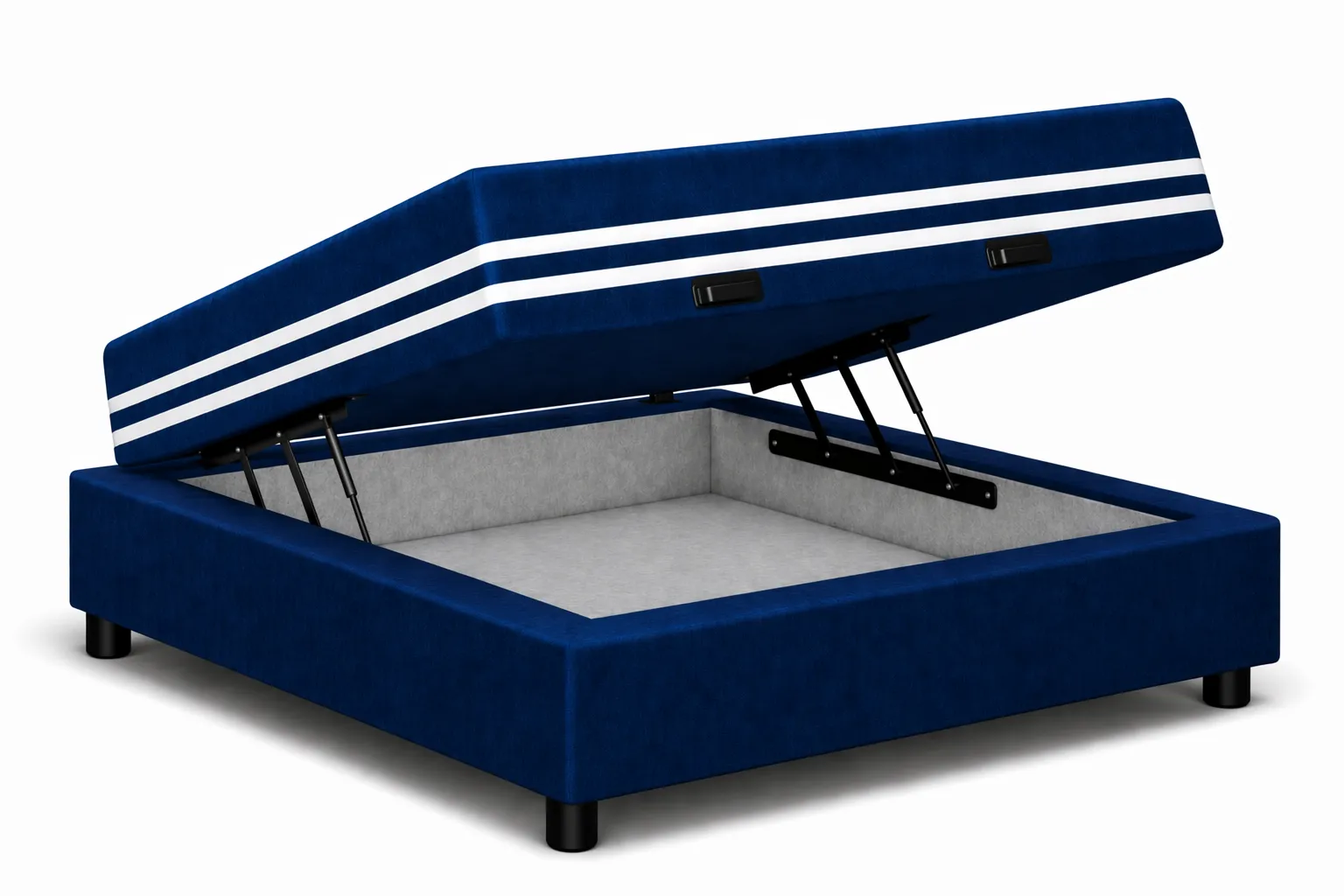 Kit Cama Box + Colchão Mola Ensacada Solteiro 0,88m - Azul