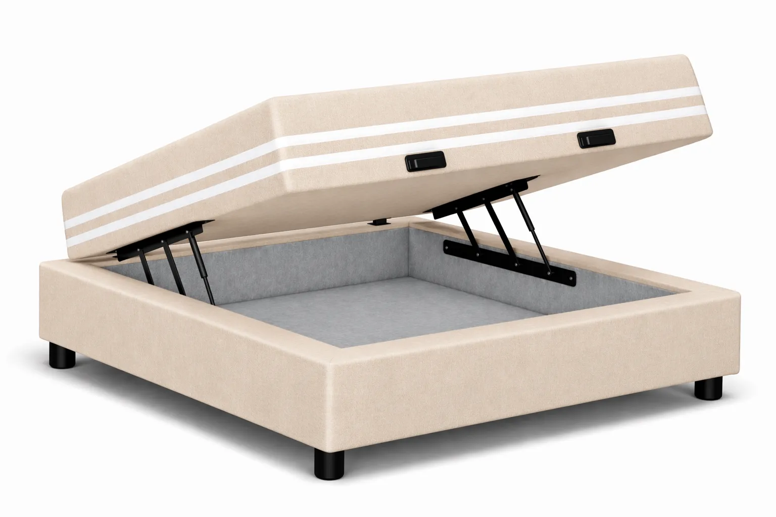 Kit Cama Box + Colchão Mola Ensacada Solteiro 0,88m - Bege
