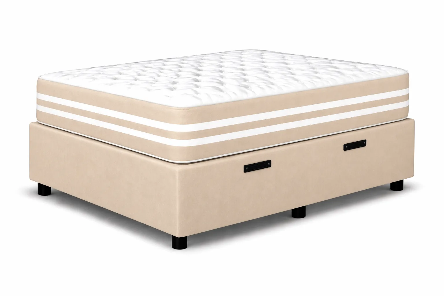 Kit Cama Box + Colchão Mola Ensacada Solteiro 0,88m - Bege foto 2