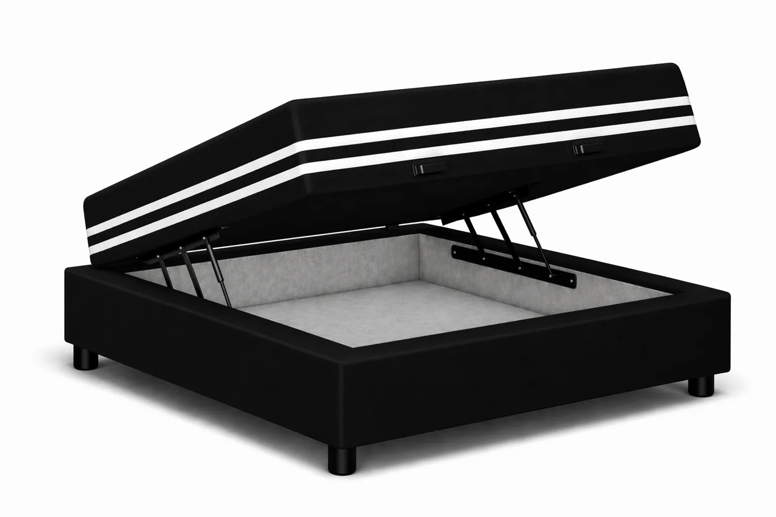 Kit Cama Box + Colchão Mola Ensacada Solteiro 0,88m - Preto