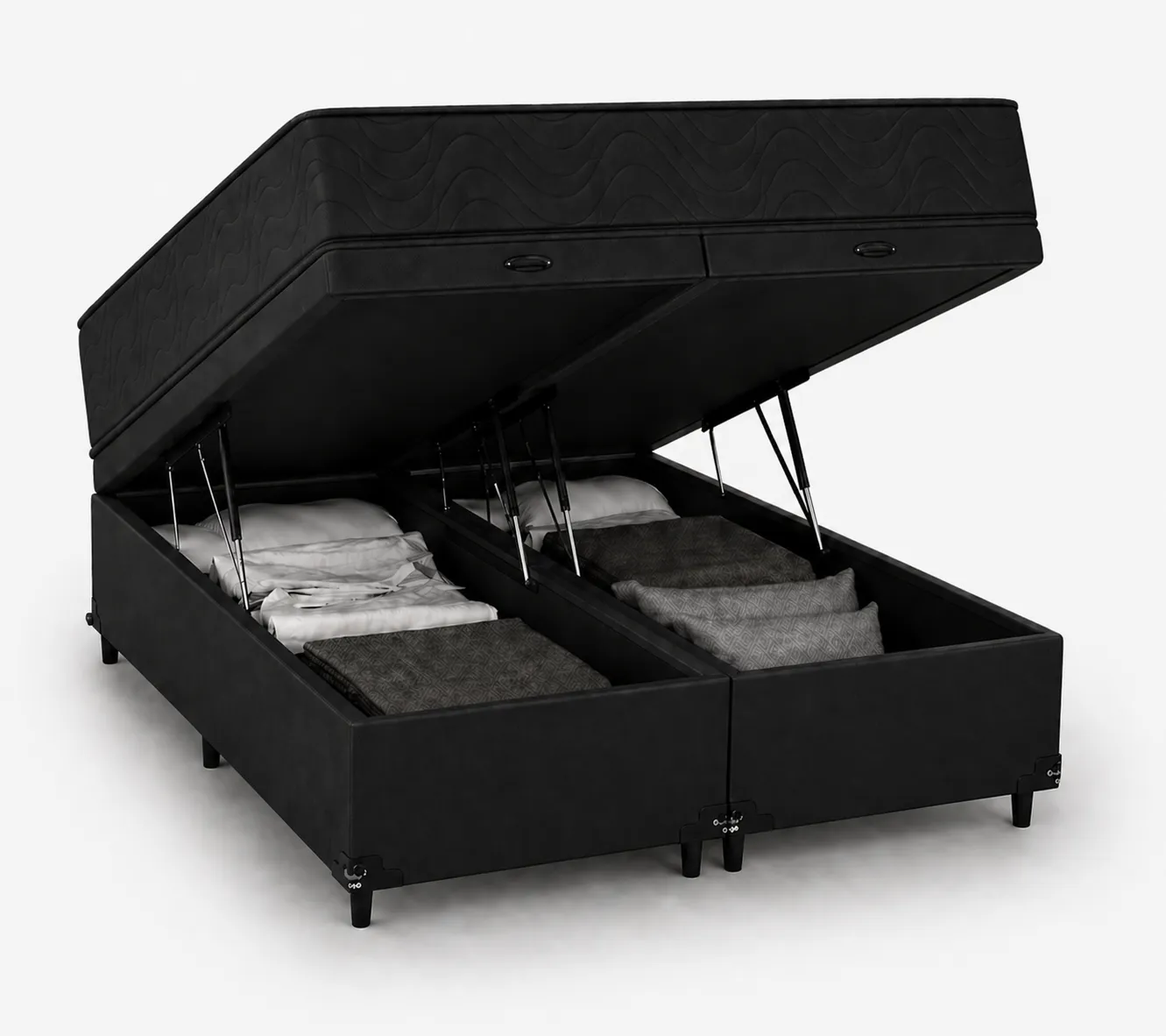 Kit Cama Box + Colchão D33 Solteirão 0,96m - Preto