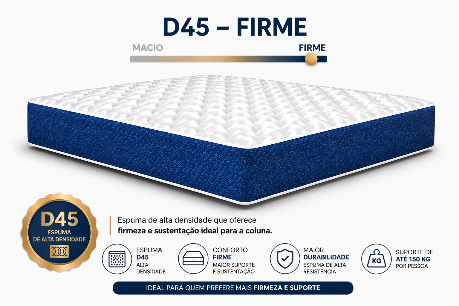 Kit Cama Box Baú + Colchão D45 Solteirão 0,96m - Azul foto 4