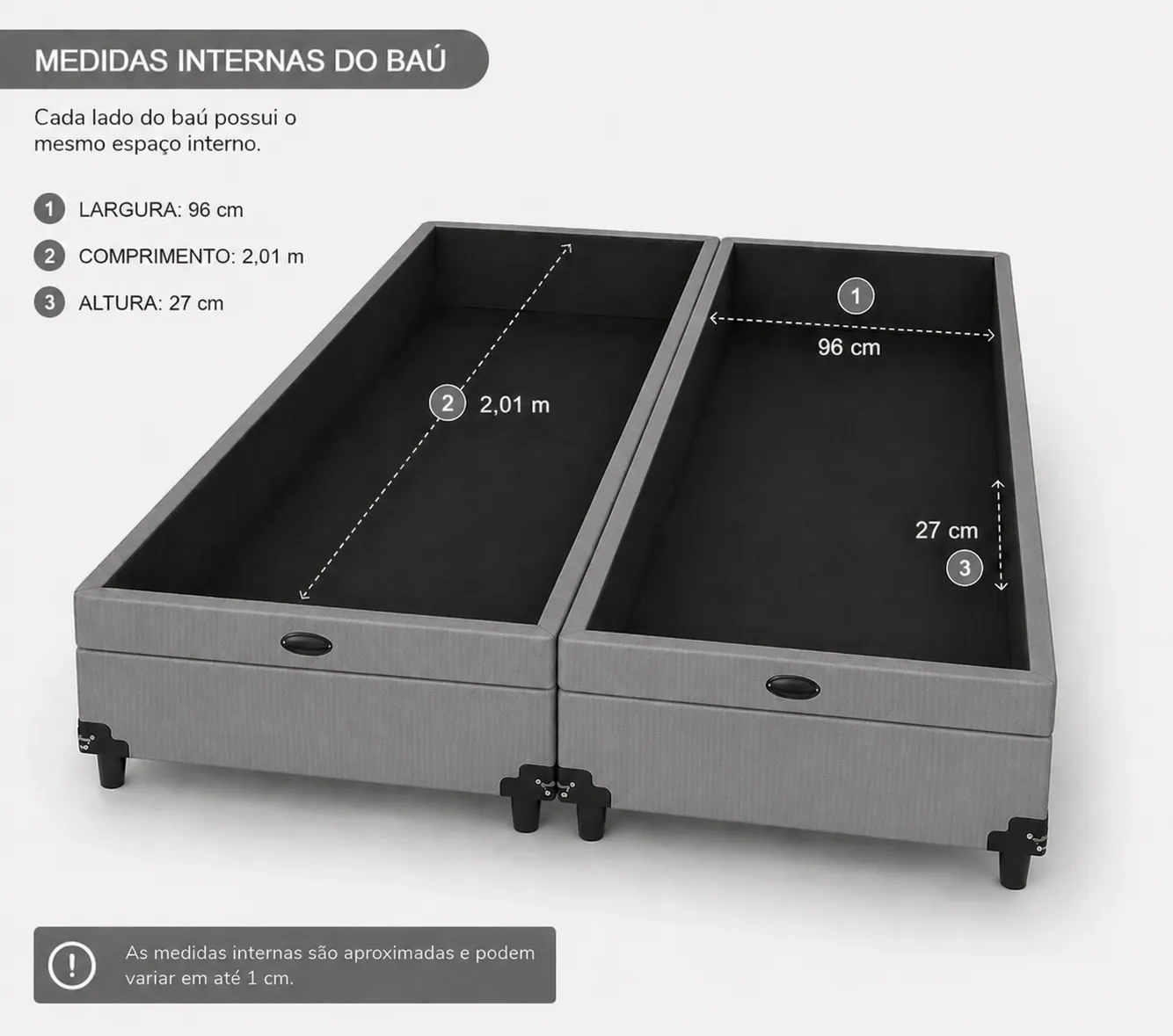 Kit Cama Box + Colchão D45 Solteirão 0,96m - Cinza foto 3