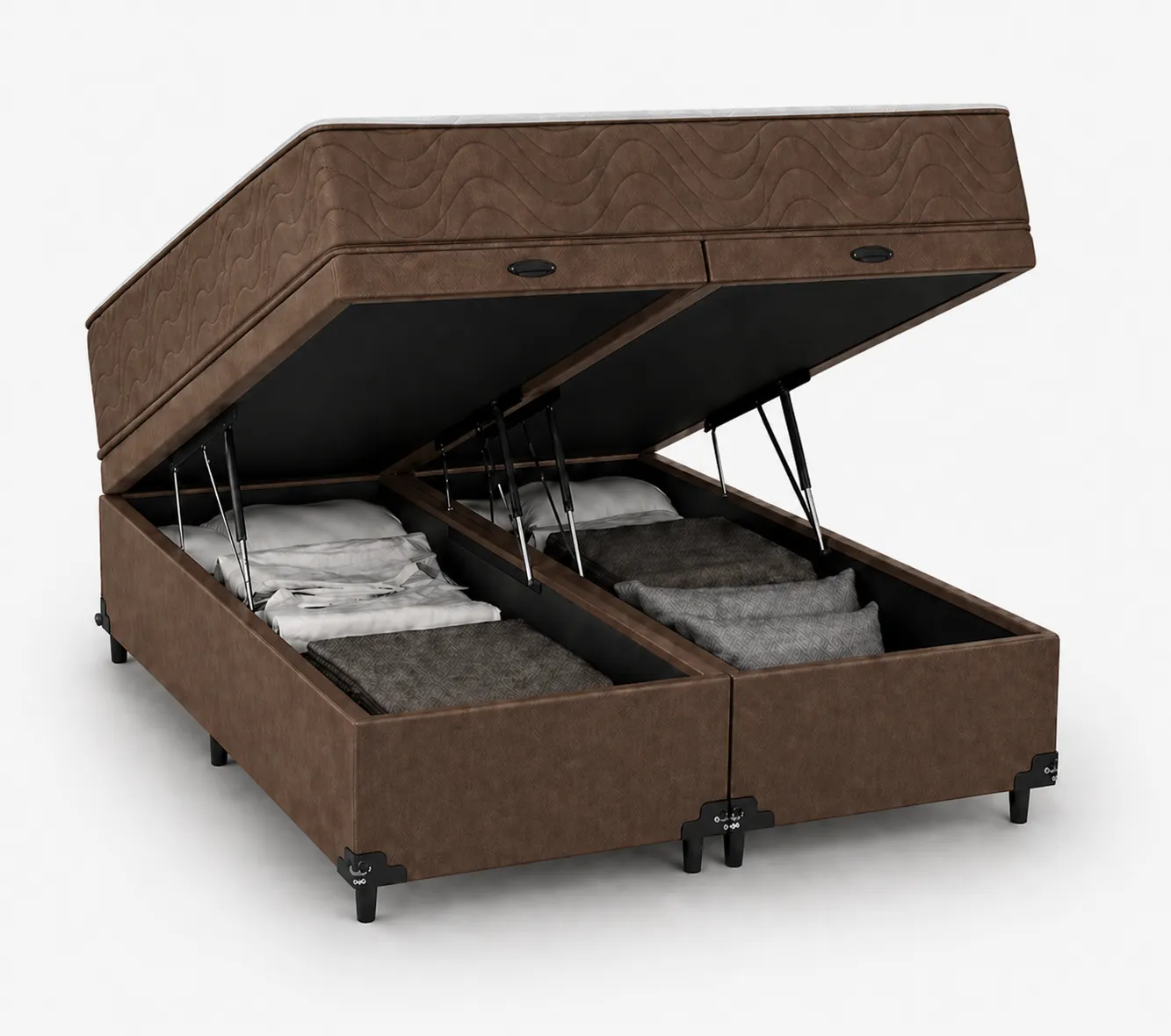 Kit Cama Box + Colchão D45 Solteirão 0,96m - Marrom