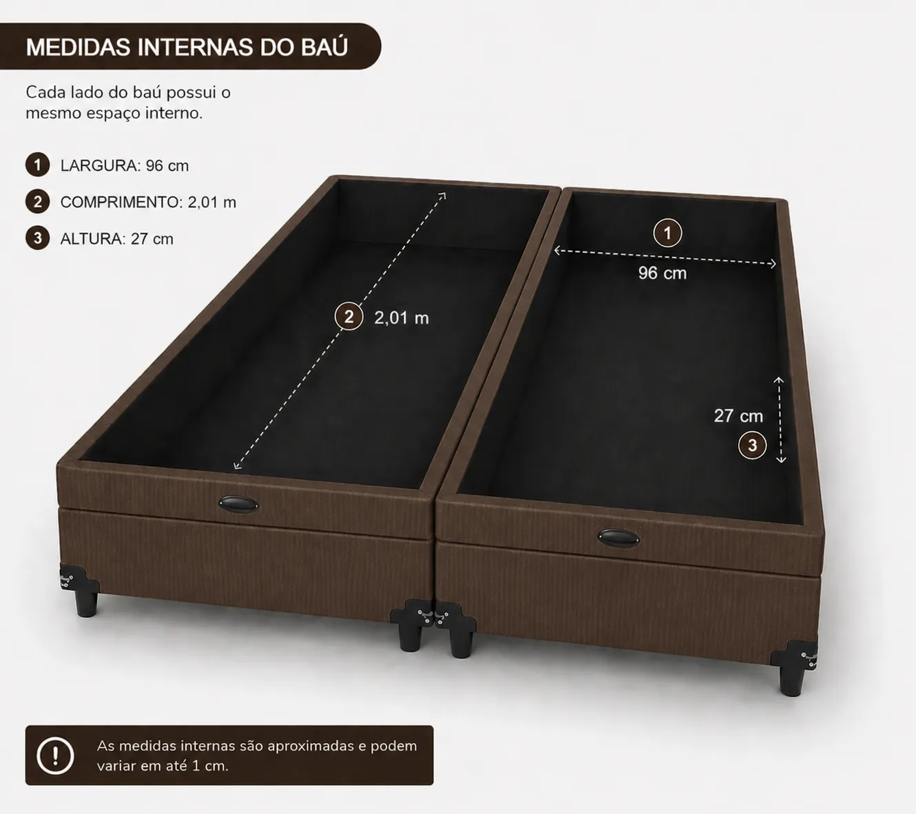 Kit Cama Box + Colchão D45 Solteirão 0,96m - Marrom foto 3