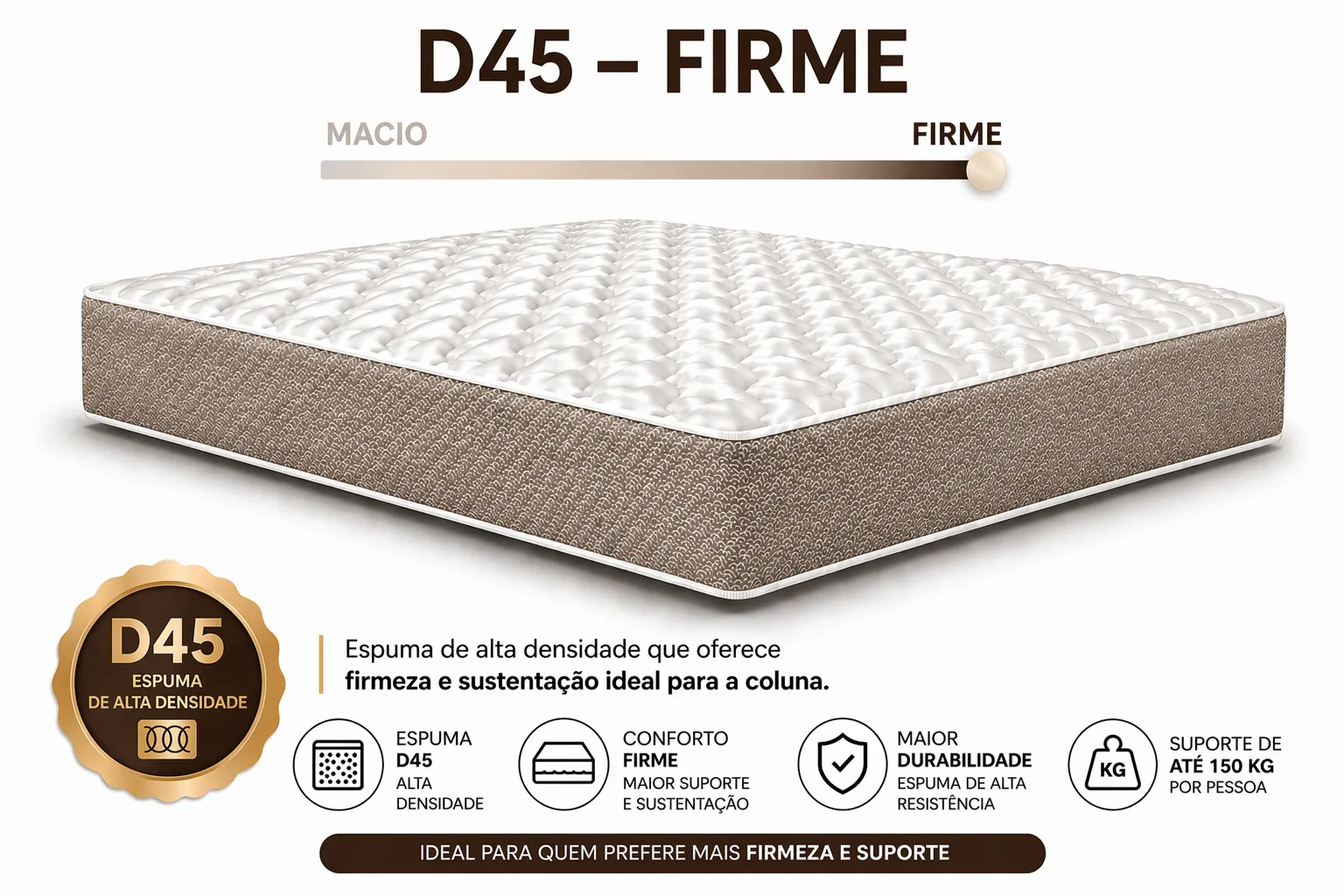 Kit Cama Box + Colchão D45 Solteirão 0,96m - Marrom foto 4