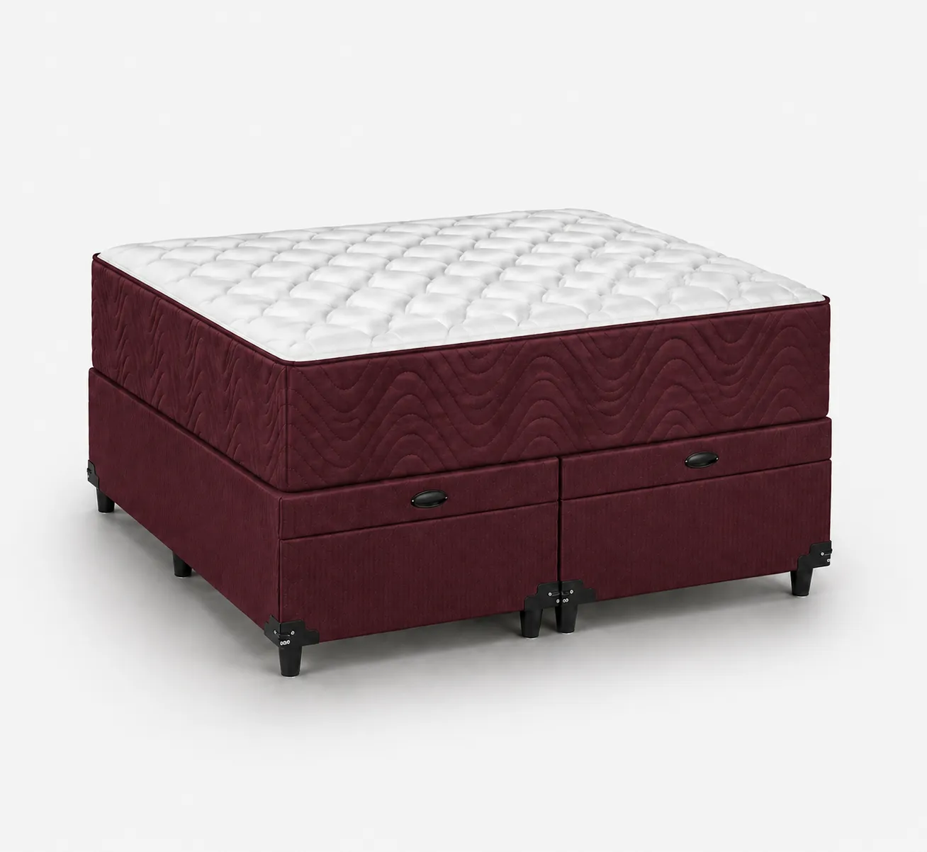 Kit Cama Box + Colchão D45 Solteirão 0,96m - Vinho foto 2