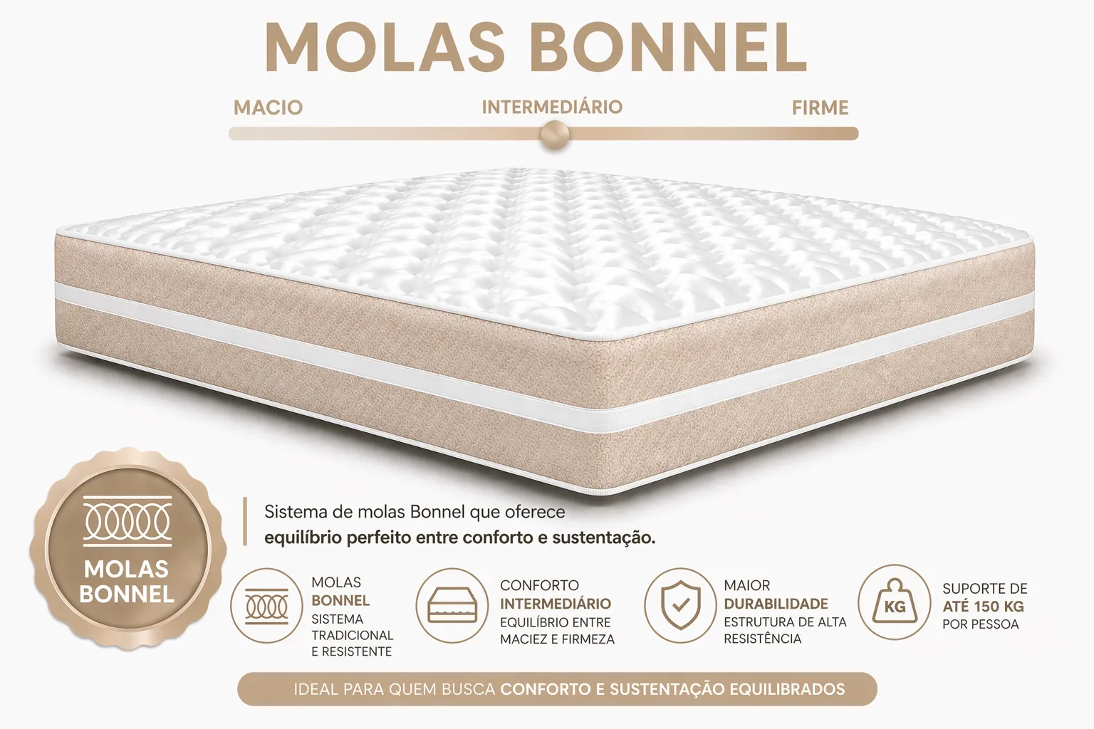 Kit Cama Box Baú + Colchão Mola Bonnel Solteirão 0,96m - Bege foto 4