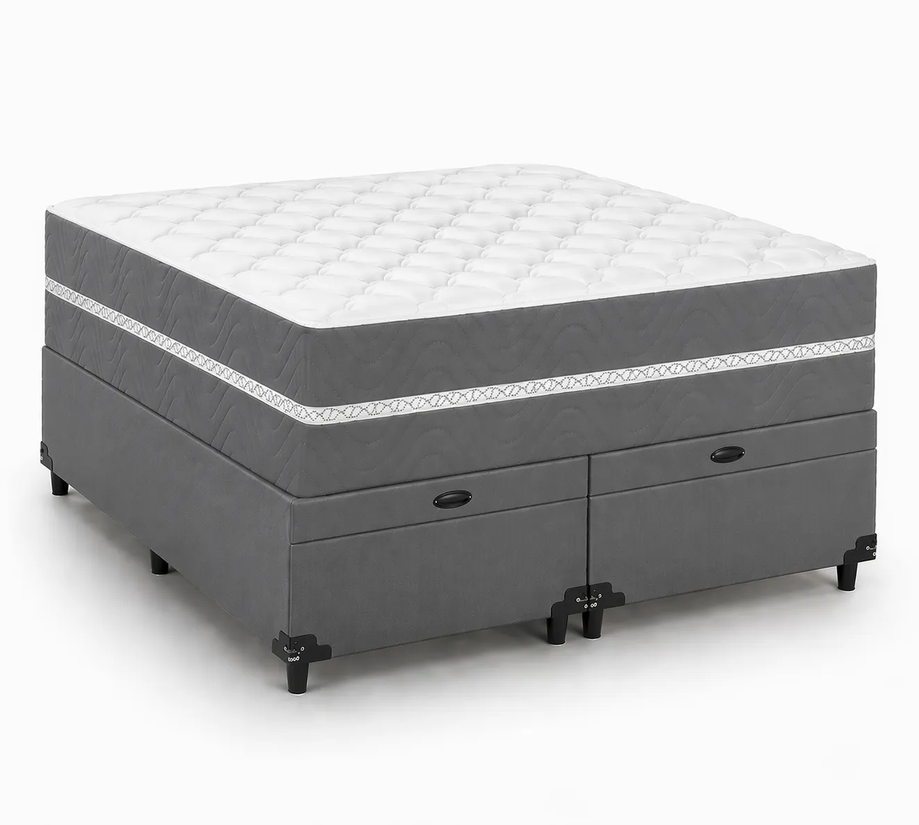 Kit Cama Box + Colchão Mola Bonnel Solteirão 0,96m - Cinza foto 2