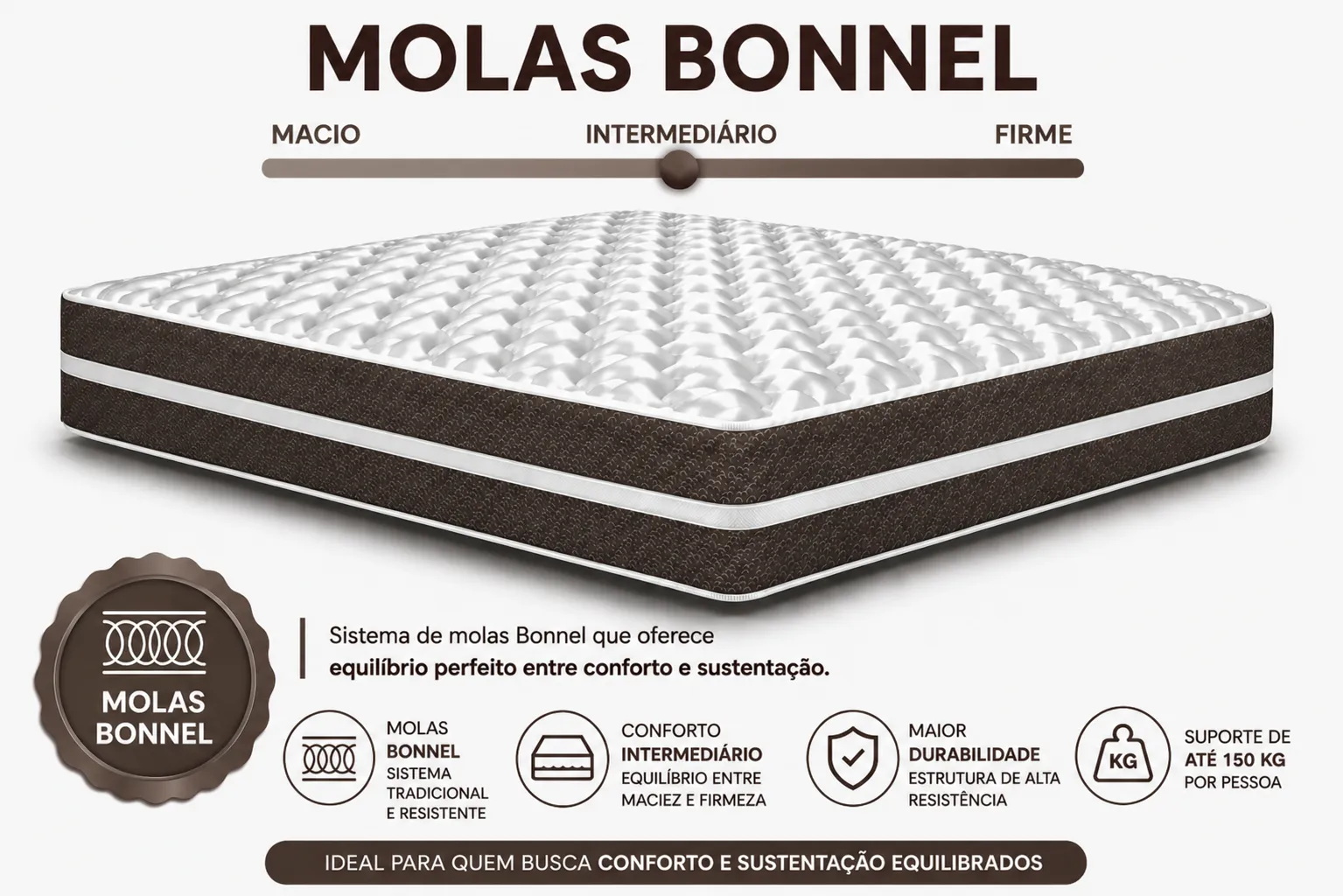 Kit Cama Box + Colchão Mola Bonnel Solteirão 0,96m - Marrom foto 4