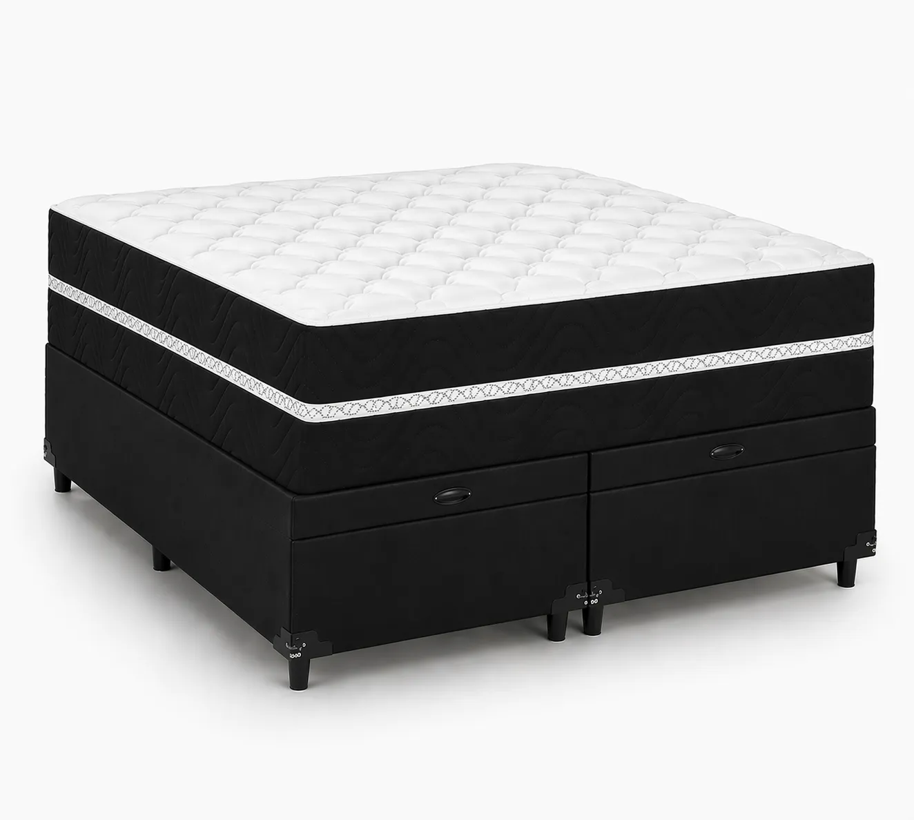 Kit Cama Box Baú + Colchão Mola Bonnel Solteirão 0,96m - Preto foto 2