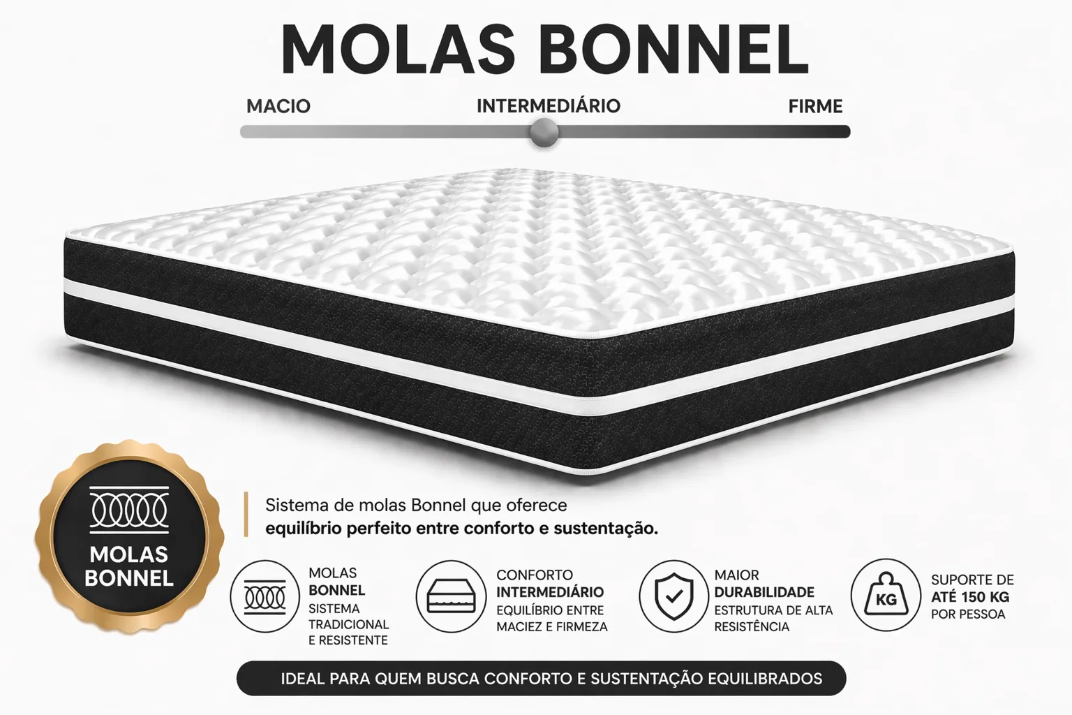 Kit Cama Box Baú + Colchão Mola Bonnel Solteirão 0,96m - Preto foto 4