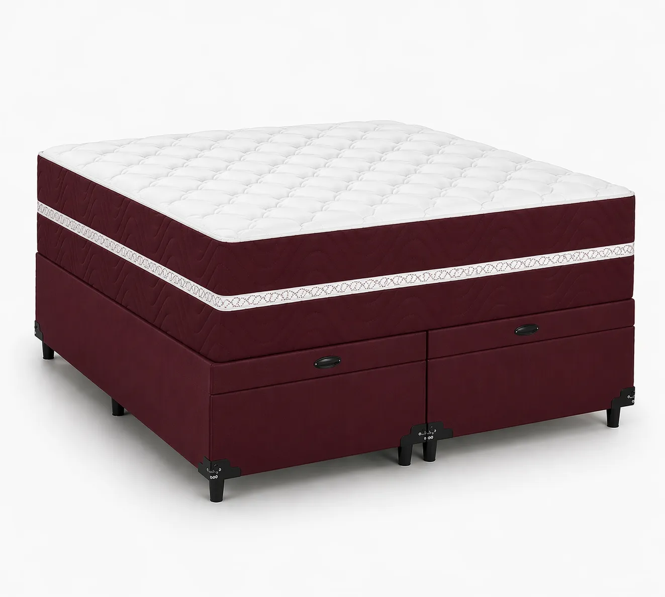 Kit Cama Box Baú + Colchão Mola Bonnel Solteirão 0,96m - Vinho foto 2