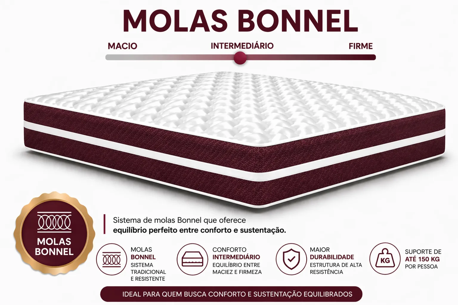 Kit Cama Box Baú + Colchão Mola Bonnel Solteirão 0,96m - Vinho foto 4