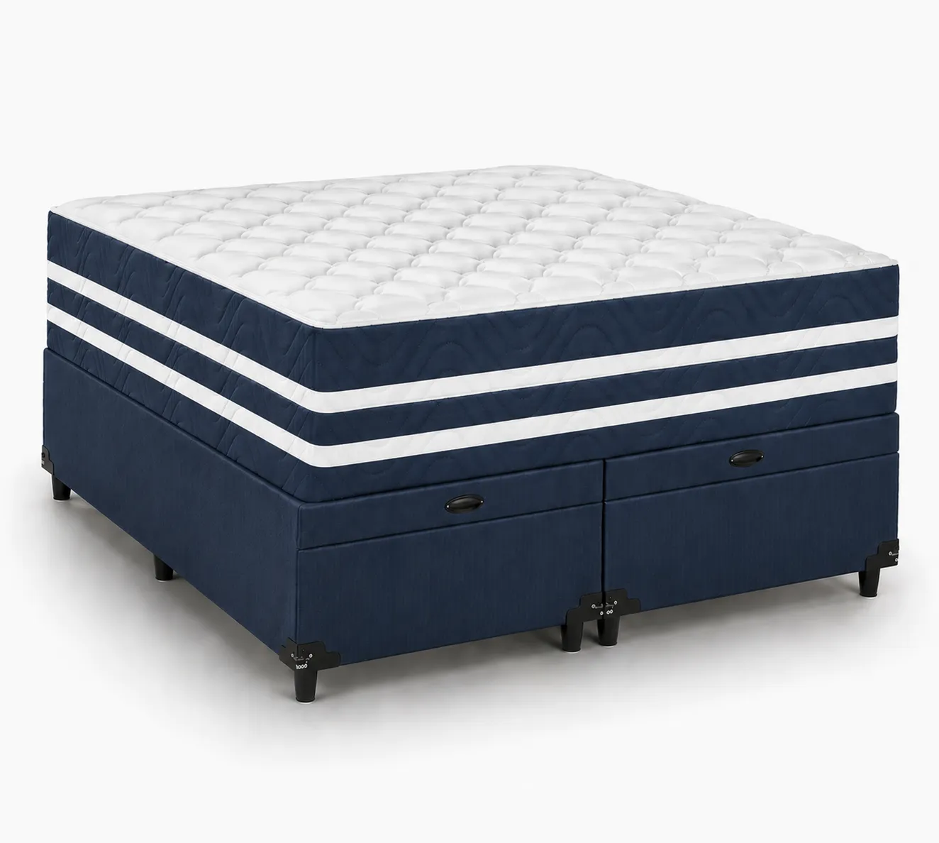 Kit Cama Box + Colchão Mola Ensacada Solteirão 0,96m - Azul foto 2