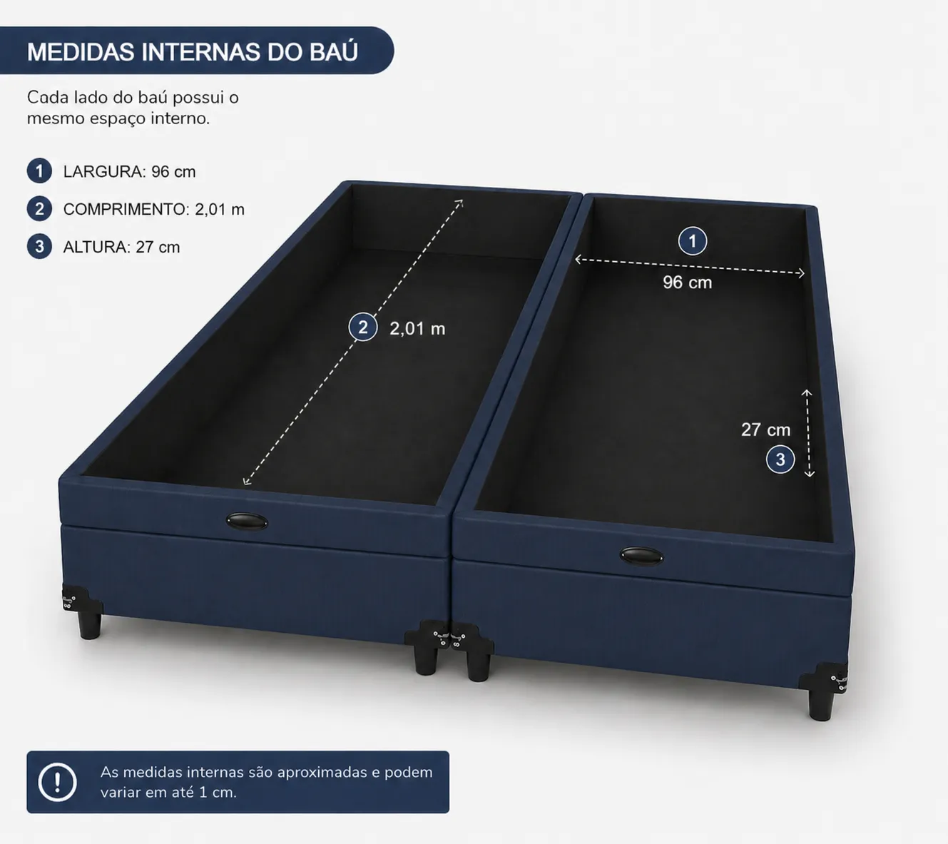 Kit Cama Box + Colchão Mola Ensacada Solteirão 0,96m - Azul foto 3