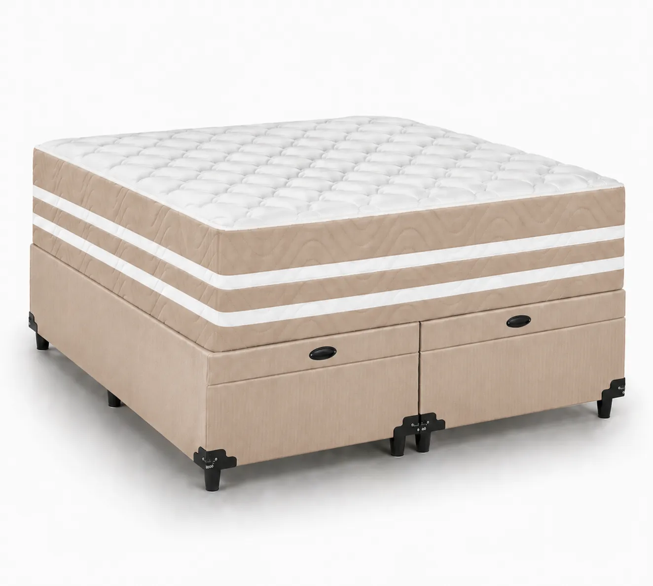 Kit Cama Box + Colchão Mola Ensacada Solteirão 0,96m - Bege foto 2