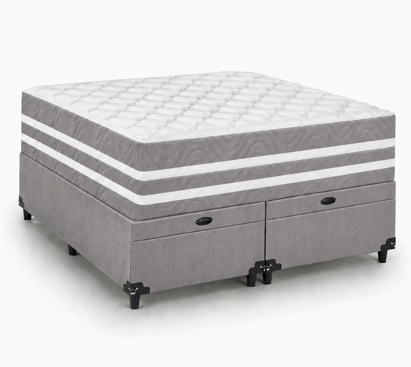 Kit Cama Box + Colchão Mola Ensacada Solteirão 0,96m - Cinza foto 2