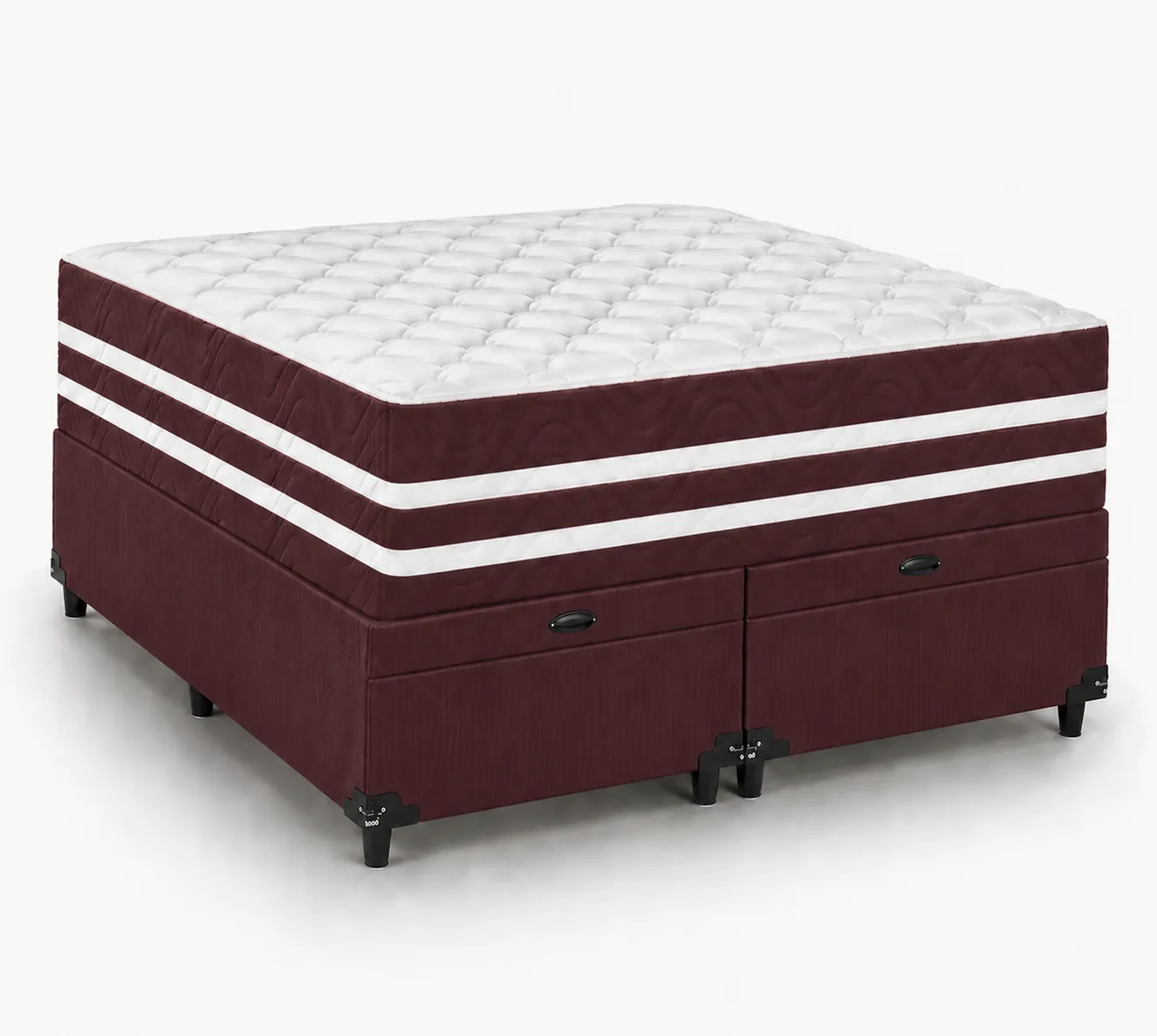 Kit Cama Box + Colchão Mola Ensacada Solteirão 0,96m - Vinho foto 2