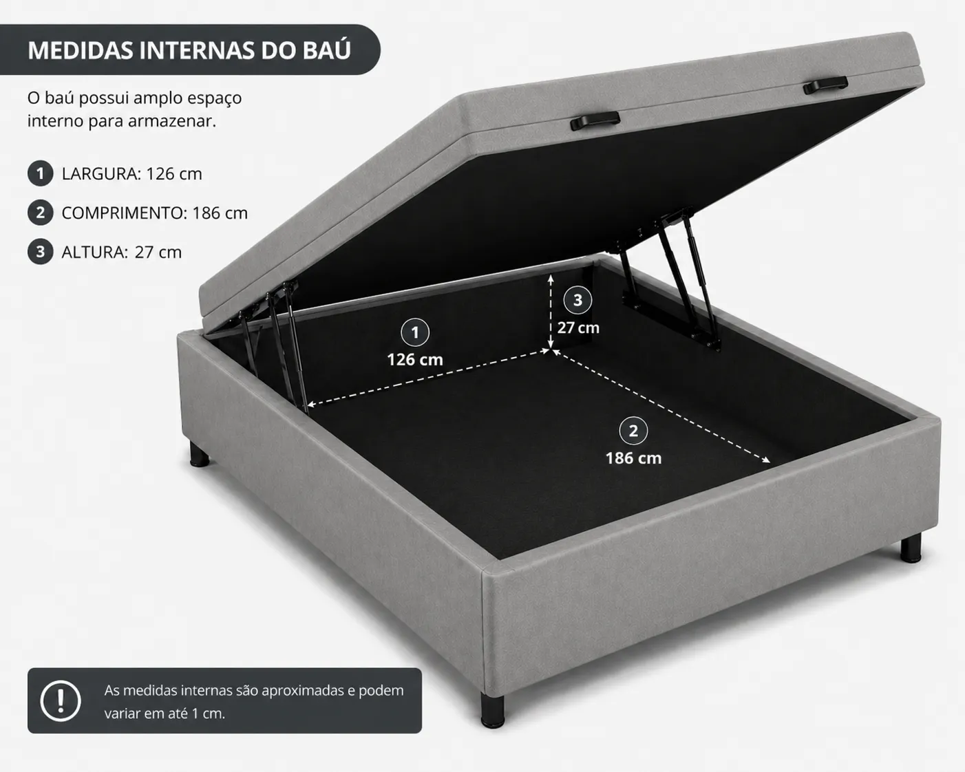 Kit Cama Box + Colchão D33 Viúva 1,28m - Cinza foto 3