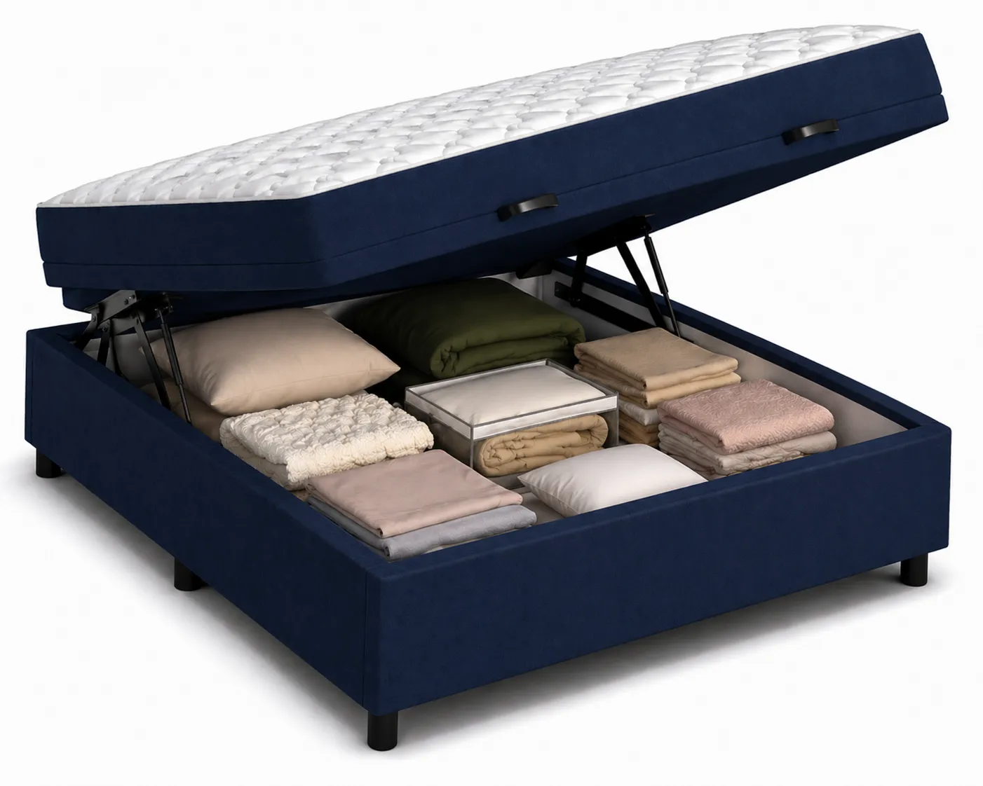 Kit Cama Box + Colchão D45 Viúva 1,28m - Azul