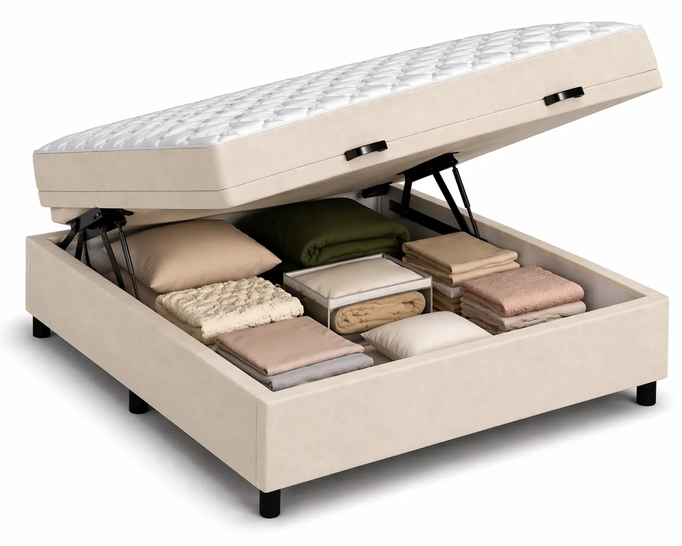 Kit Cama Box + Colchão D45 Viúva 1,28m - Bege