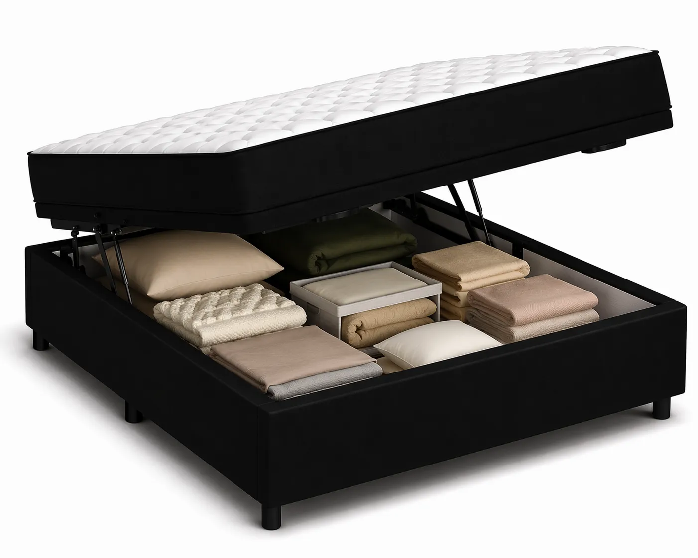 Kit Cama Box + Colchão D45 Viúva 1,28m - Preto