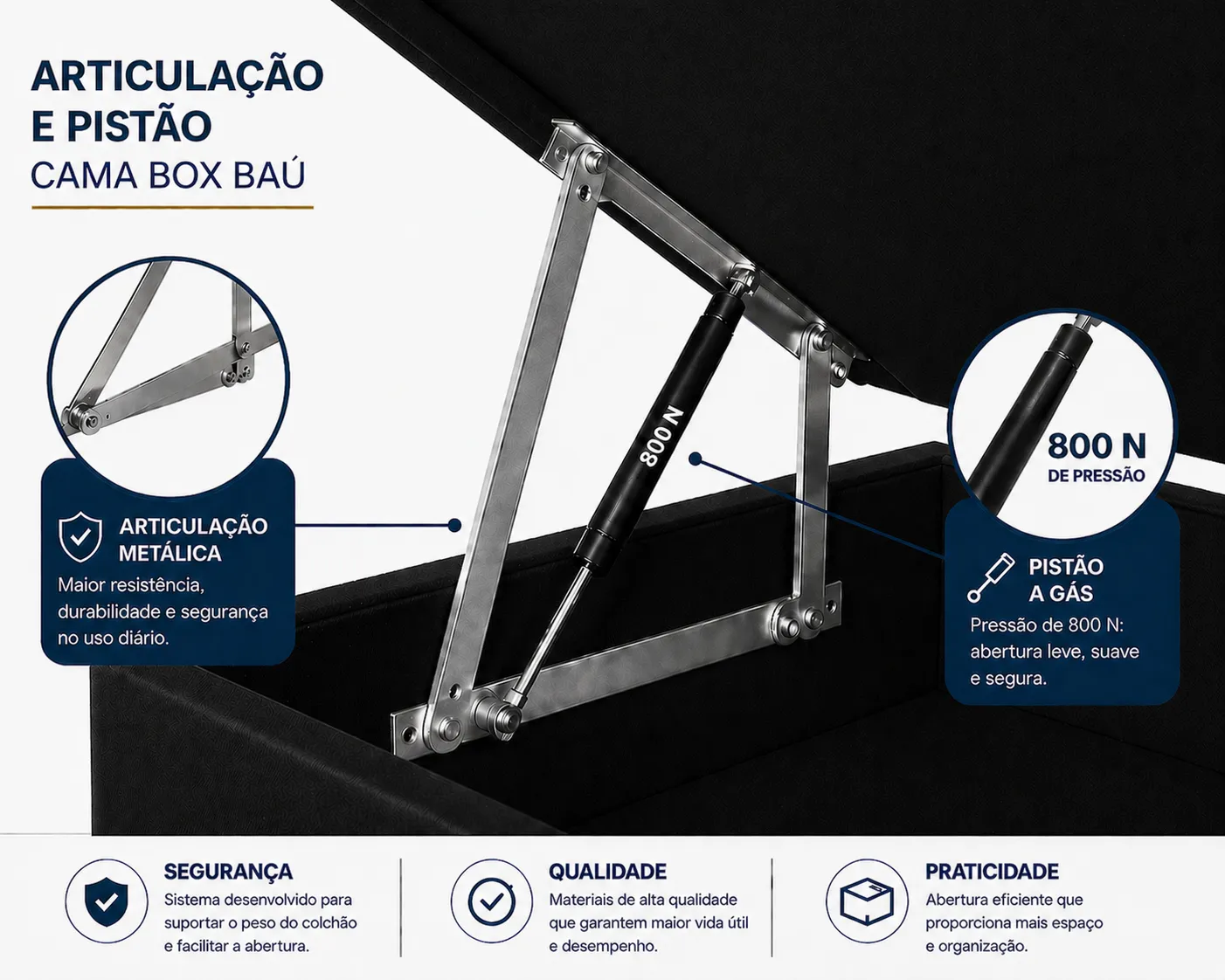 Kit Cama Box + Colchão D45 Viúva 1,28m - Preto foto 4