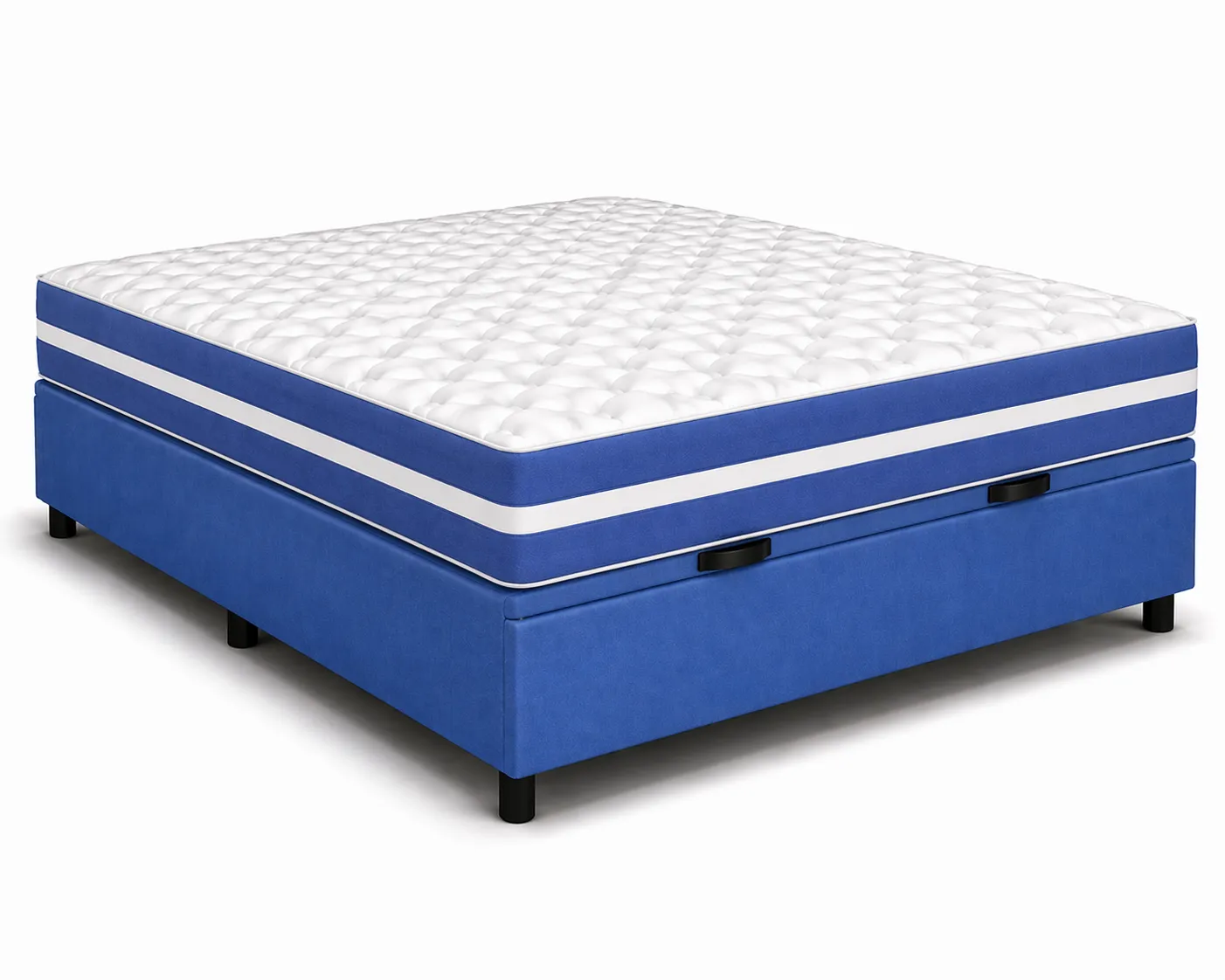 Kit Cama Box + Colchão Mola Bonnel Viúva 1,28m - Azul foto 2