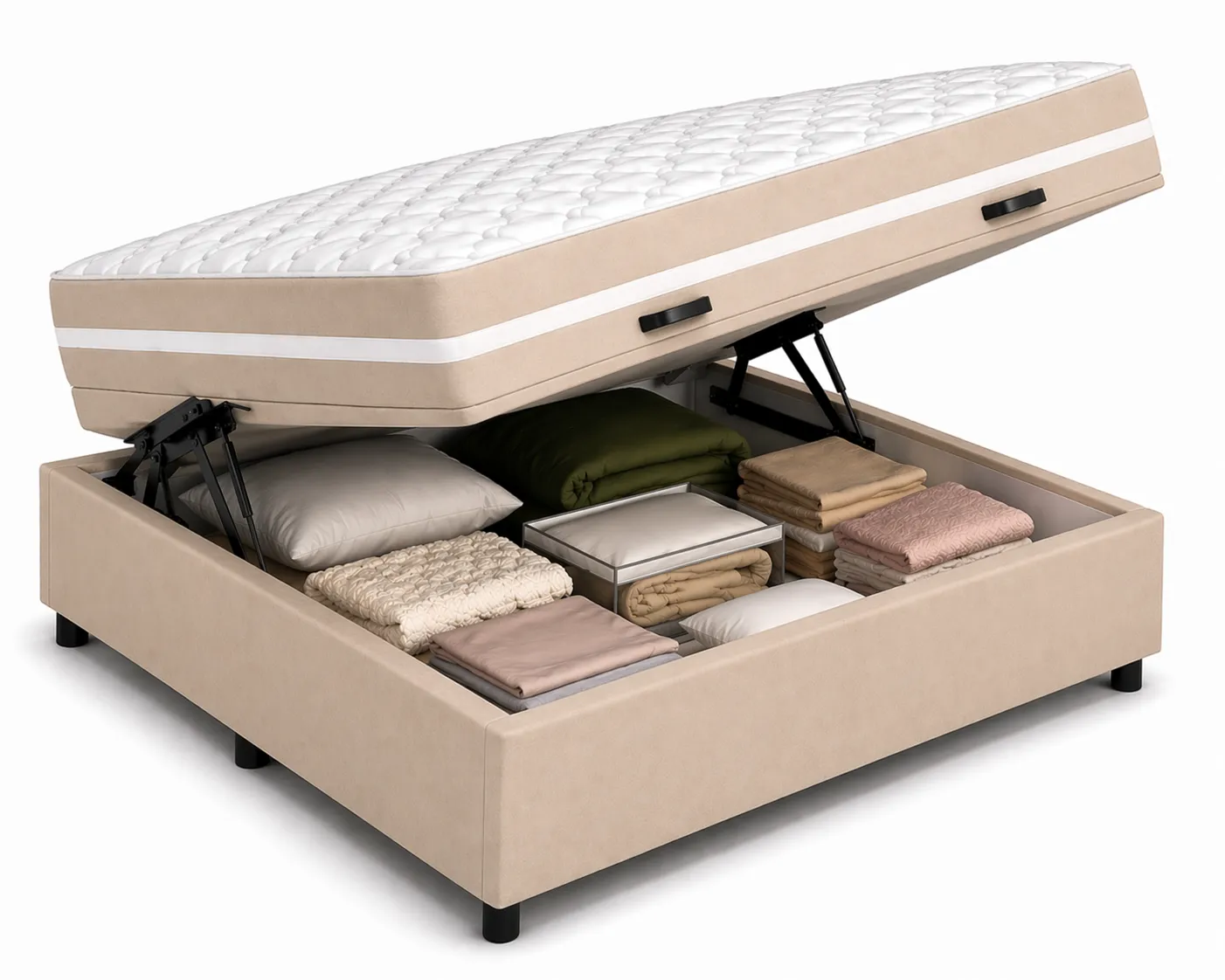 Kit Cama Box + Colchão Mola Bonnel Viúva 1,28m - Bege