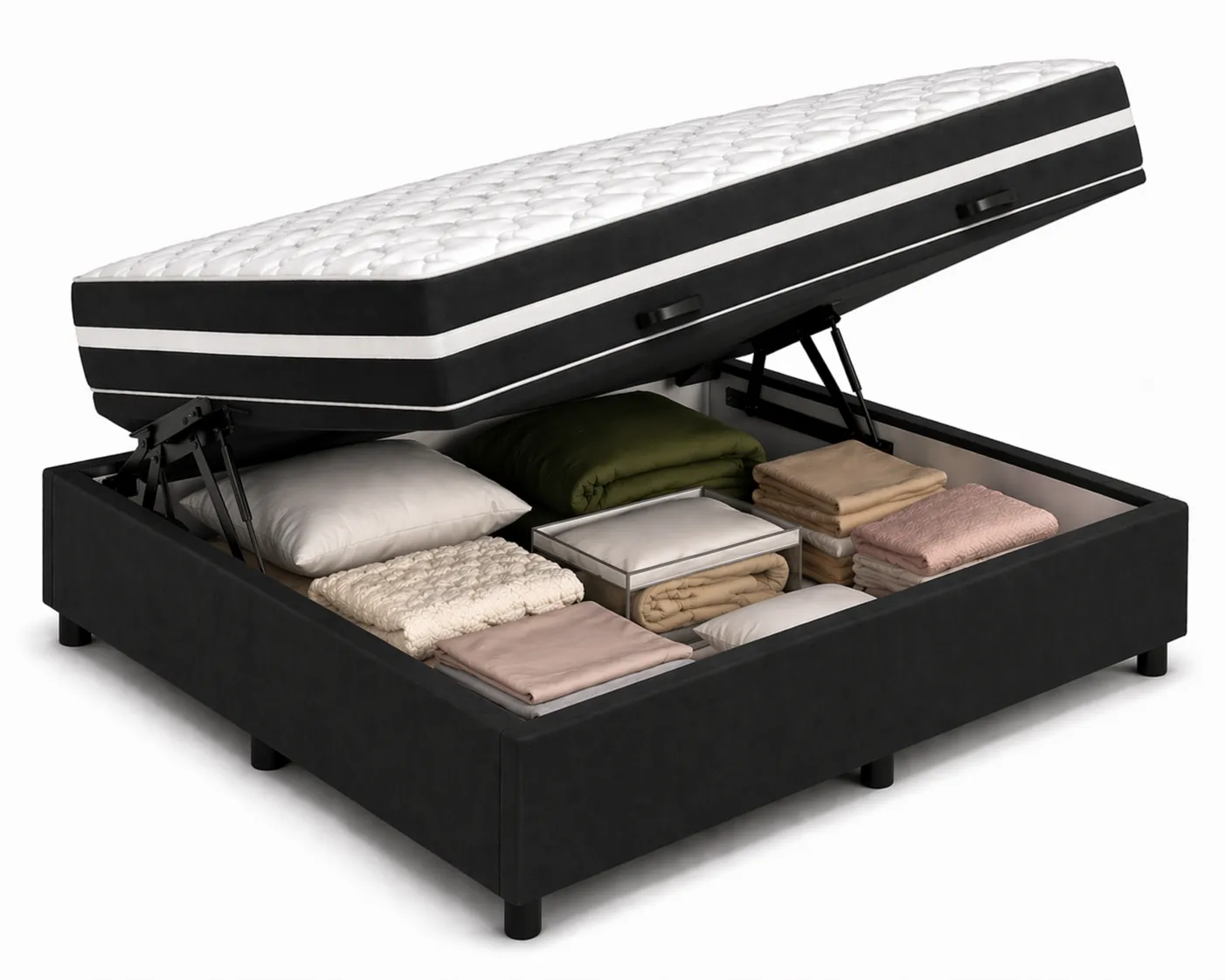 Kit Cama Box + Colchão Mola Bonnel Viúva 1,28m - Preto