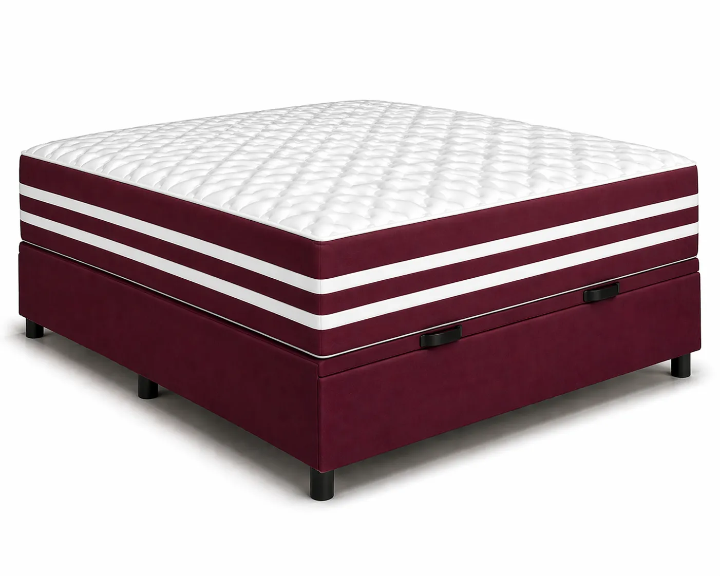 Kit Cama Box Baú + Colchão Mola Ensacada Viúva 1,28m - Vinho foto 2