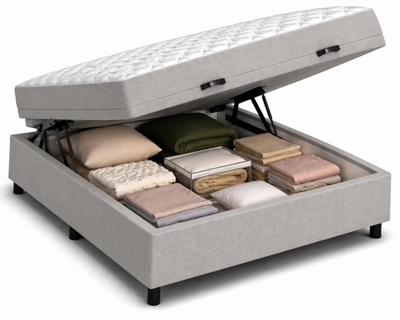 Kit Cama Box + Colchão D33 Casal 1,38m - Cinza